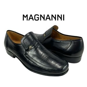 Magnanni Mens 7.5 Black Leather Slip On Loafers‎ Made in Spain 6492